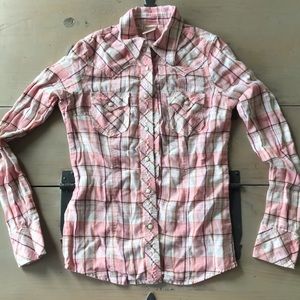 True Religion Flannel Pink and White Size Small